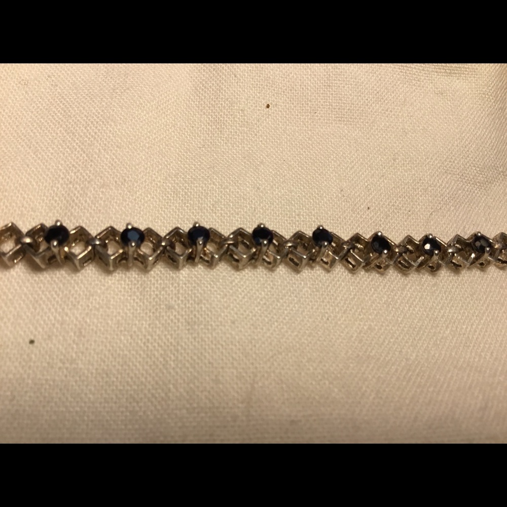 Sterling sapphire style tennis bracelet 7.5”